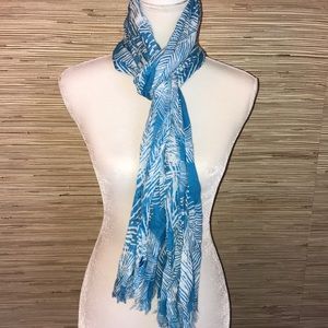 Aerie teal & white cotton scarf NWT